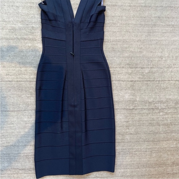 Herve Leger v-neck sleeveless bandage mini dress midnight blue navy sz XS EUC - Picture 5 of 8